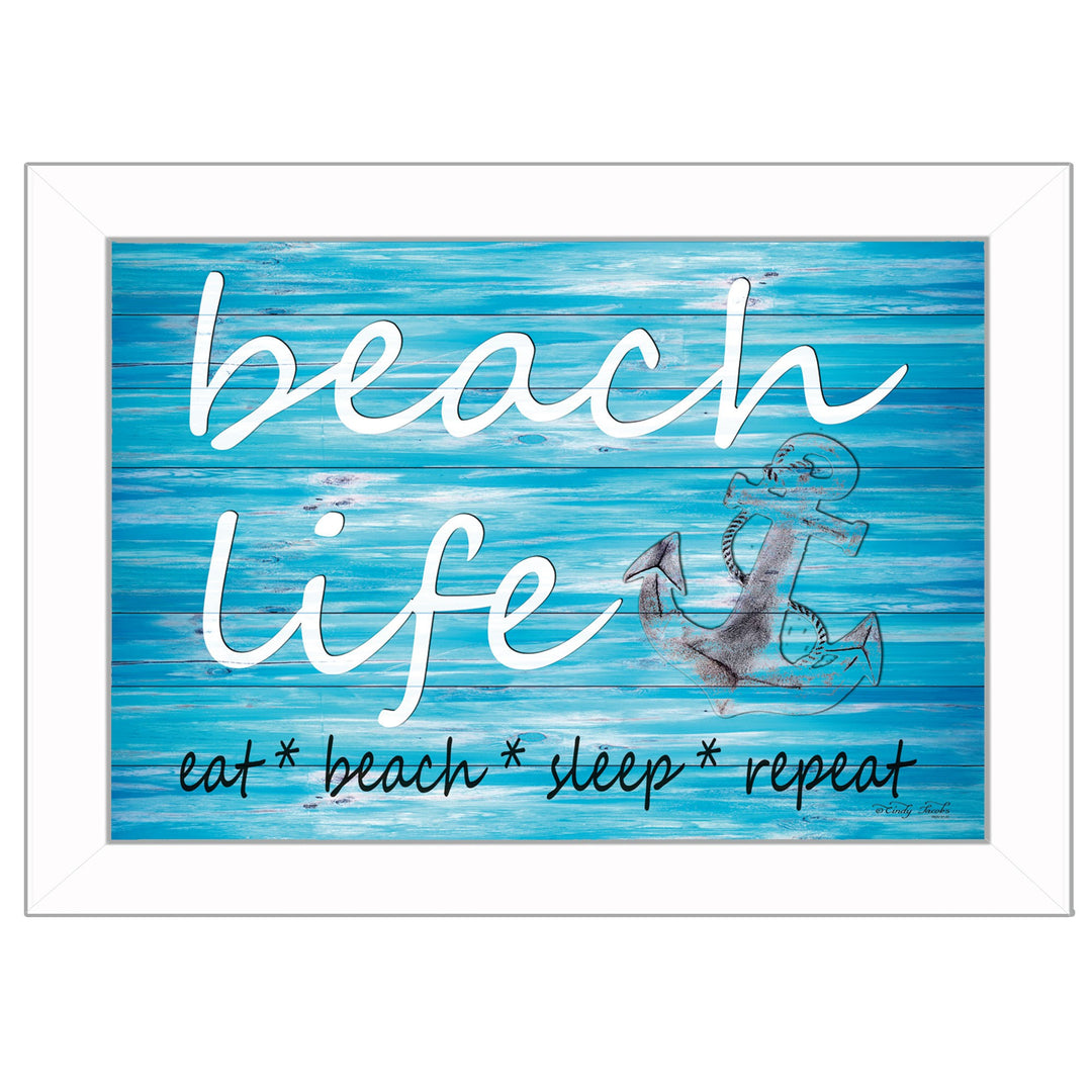 Beach Life 2 White Print Picture Frame Wall Art