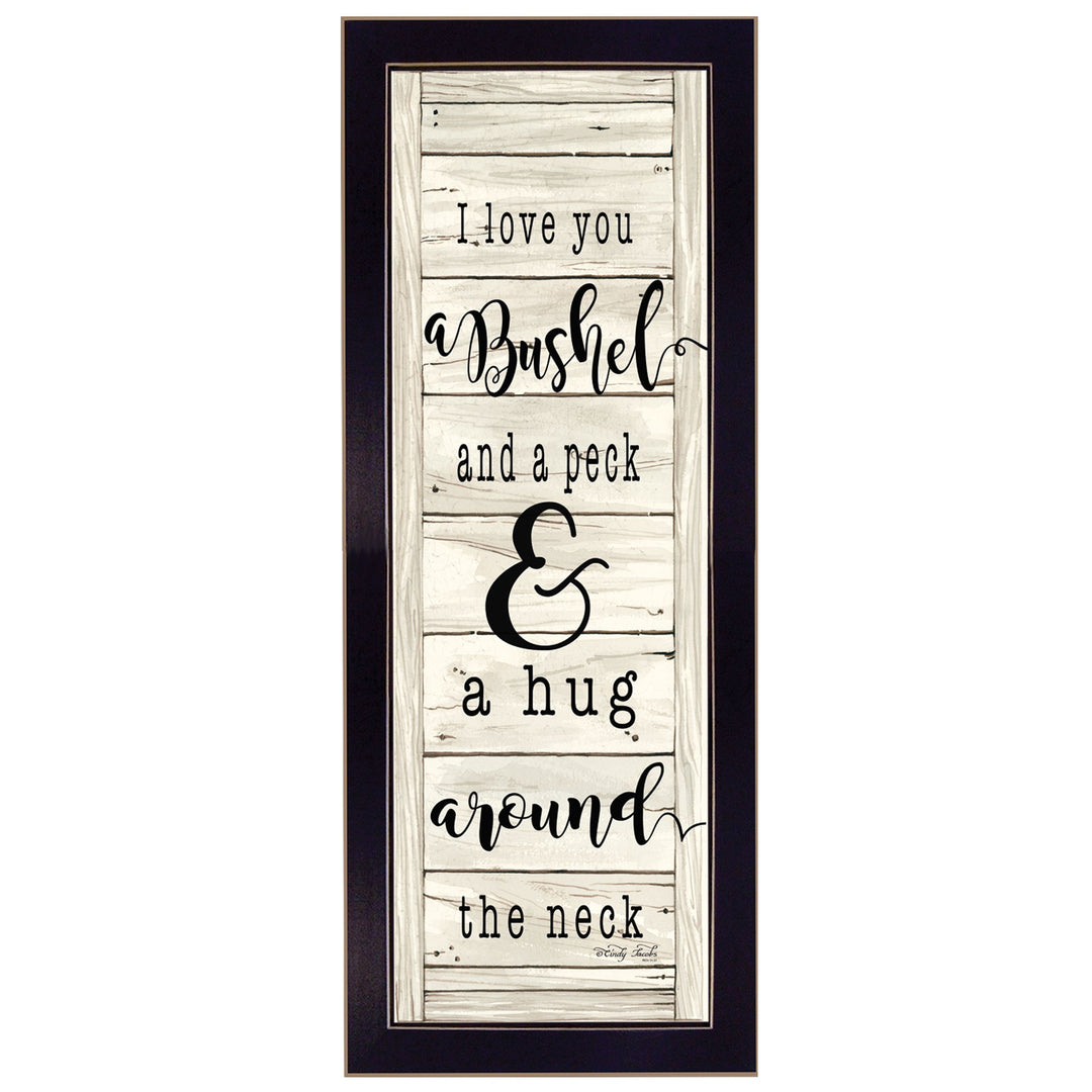 Hug Around The Neck Black Framed Print Wall Art