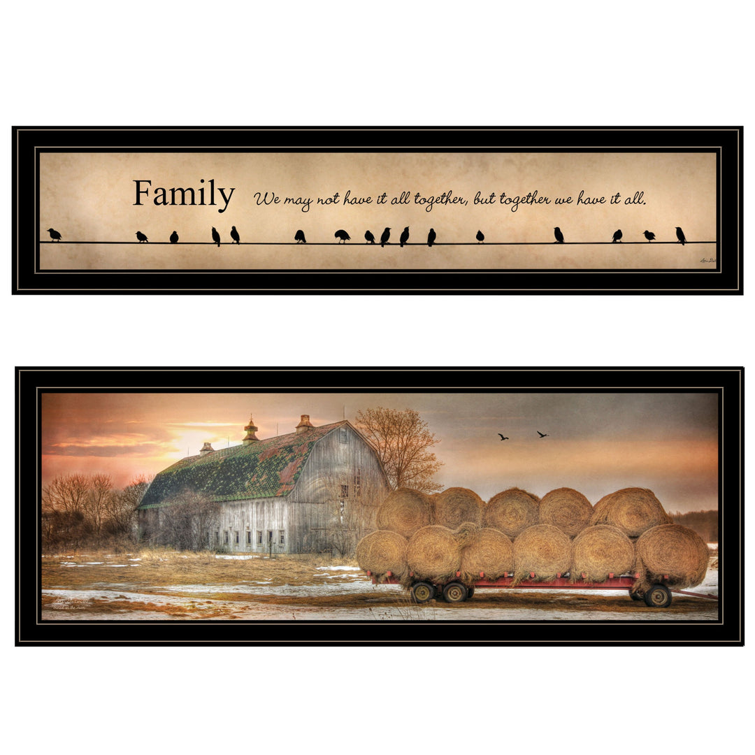 Set Of Two Together Blessed Black Framed Print Wall Art