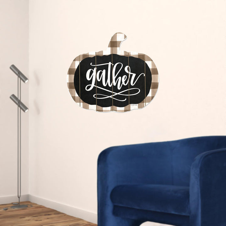 Gather Printed On A Pumpkin Unframed Print Wall Art