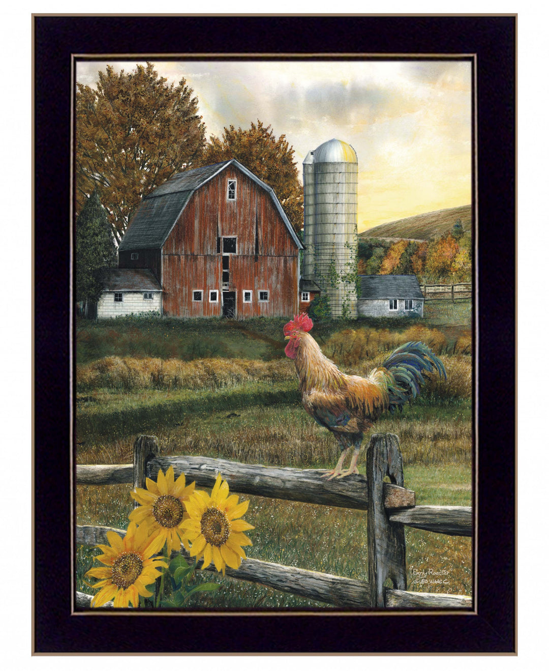 Early Rooster 1 Black Framed Print Wall Art