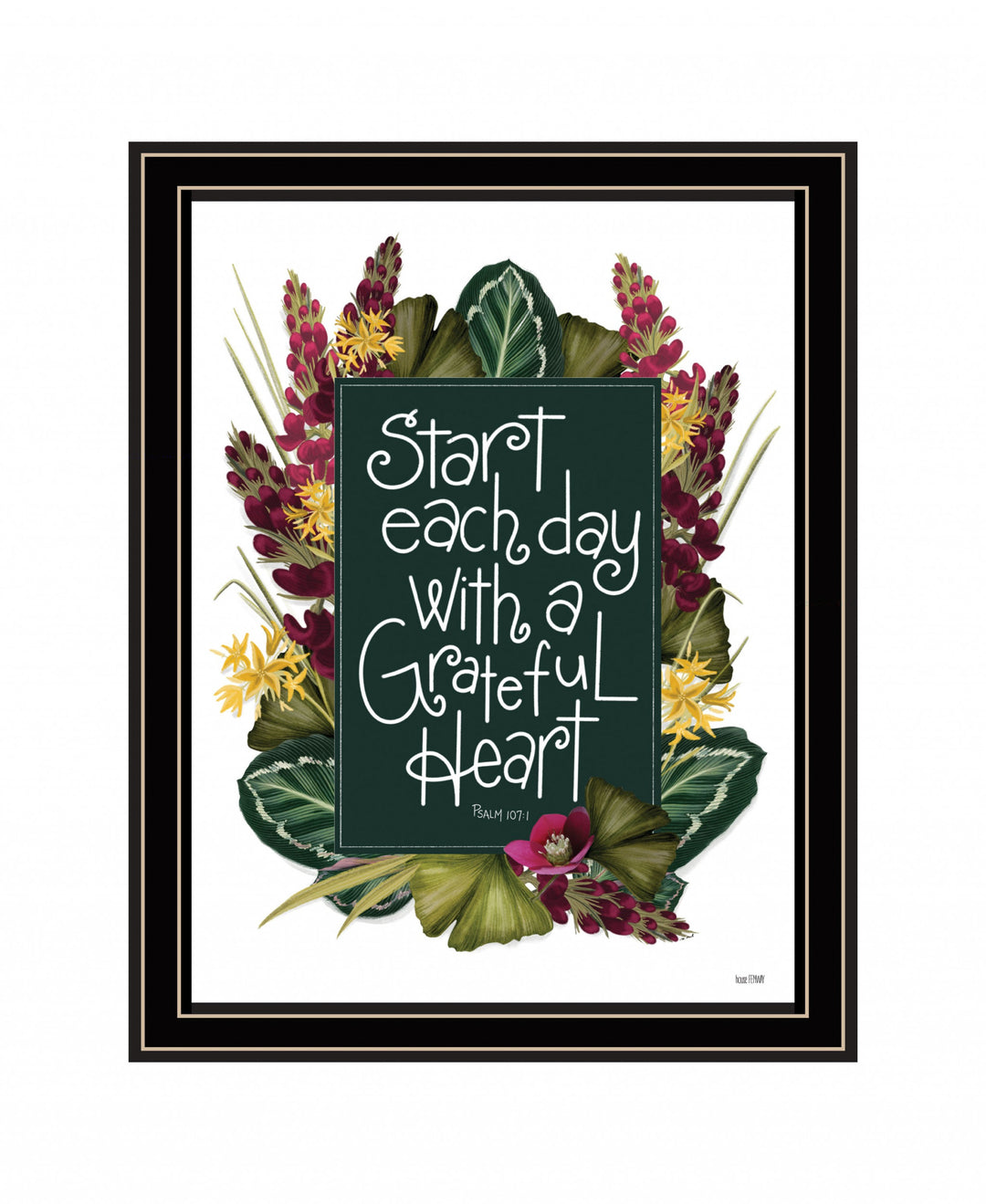 Grateful Heart 1 Black Framed Print Wall Art