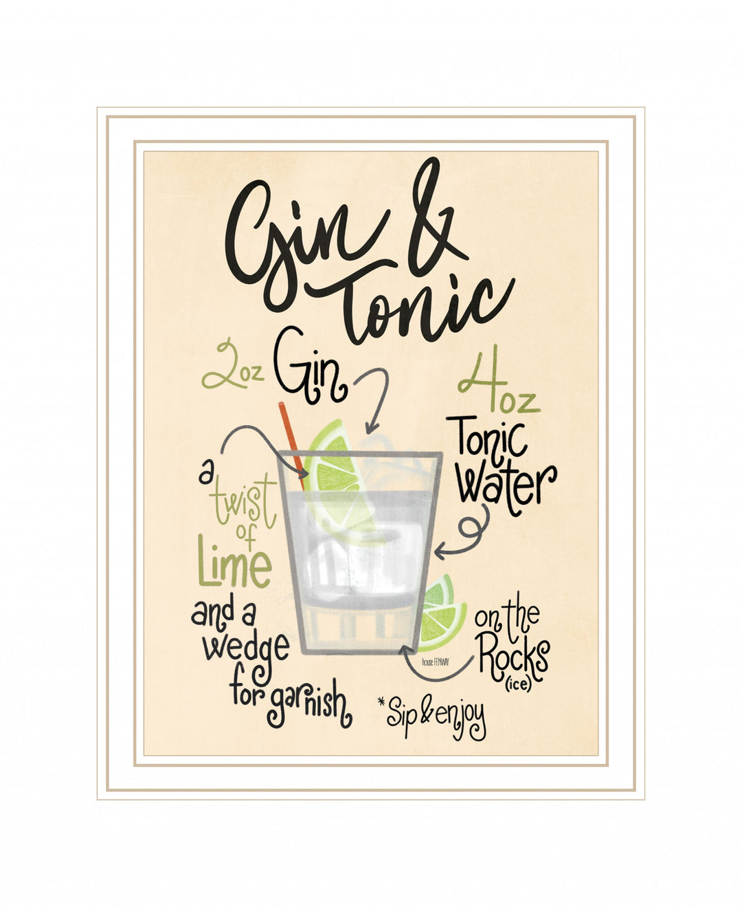 Gin and Tonic White Framed Print Wall Art