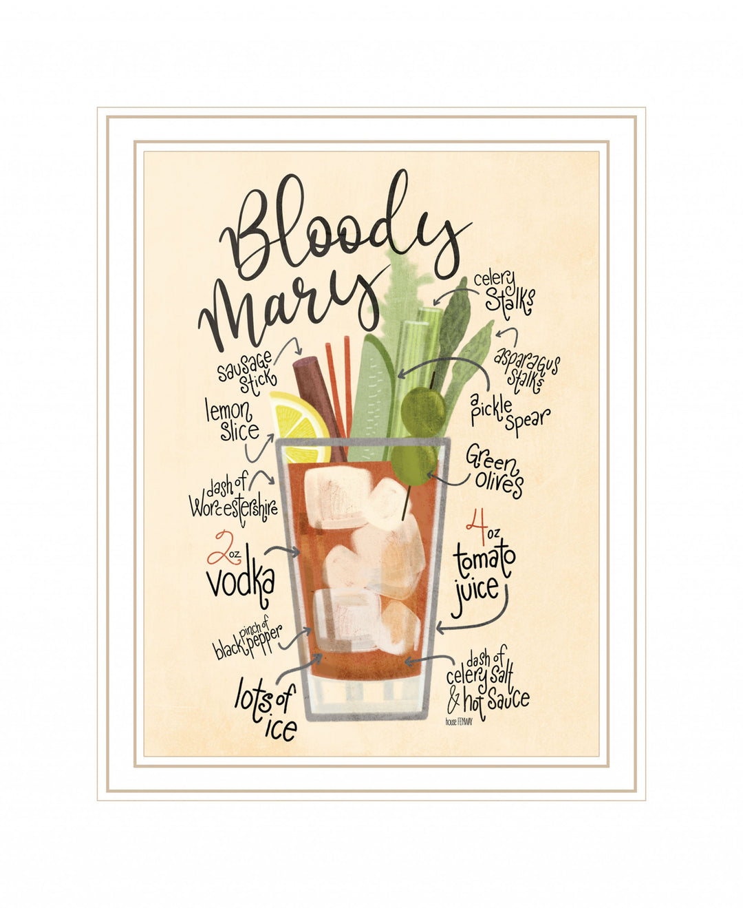 Bloody Mary White Framed Print Wall Art