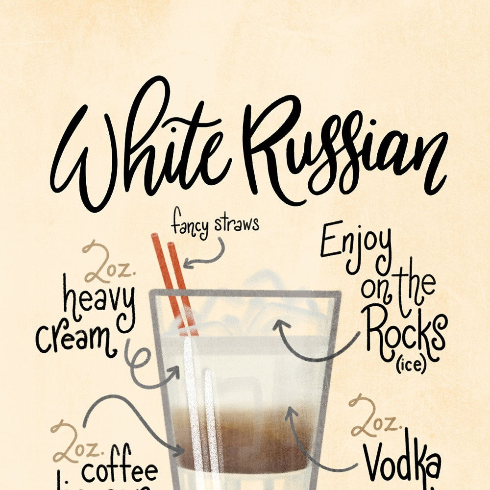 White Russian Black Framed Print Wall Art