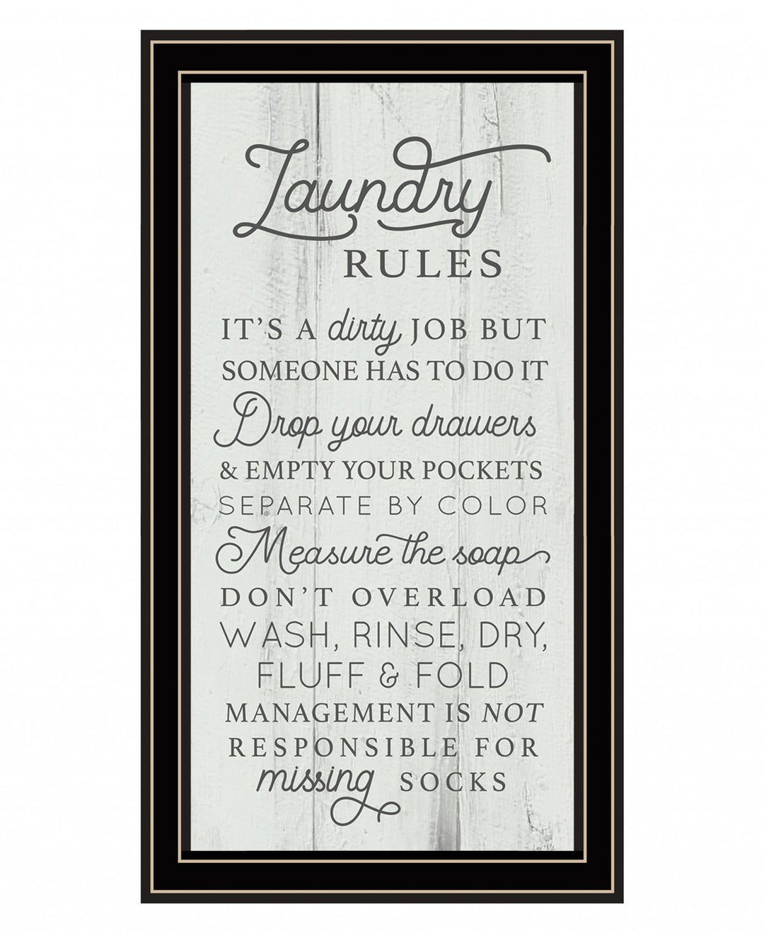 Laundry Rules 1 Black Framed Print Wall Art