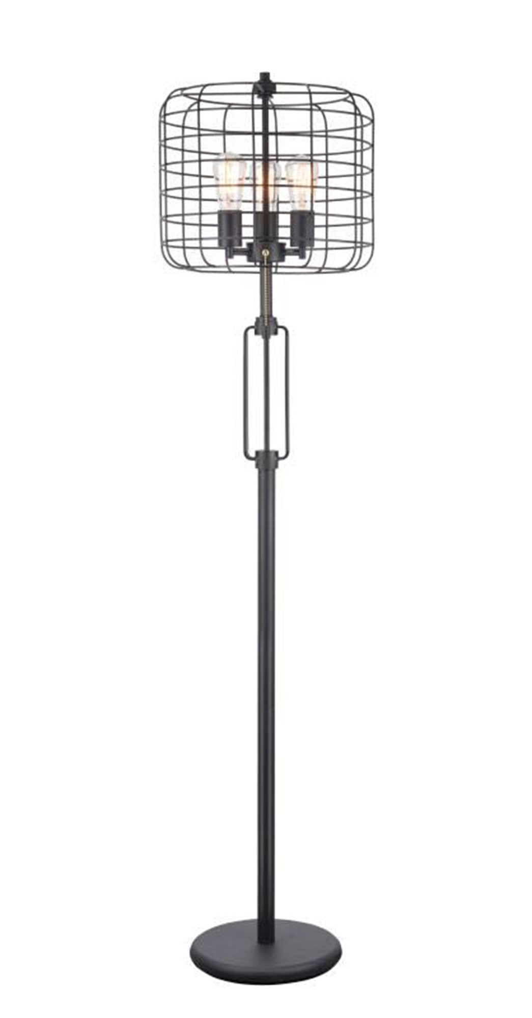 63" Black Three Lights Novelty Floor Lamp With Black Novelty Shade