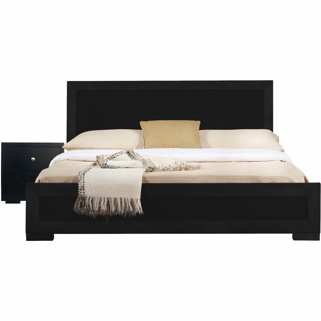 Moma Black Wood Platform Full Bed With Nightstand