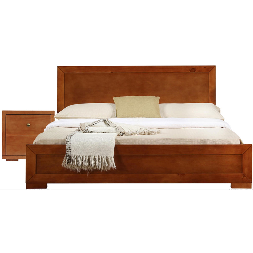 Moma Cherry Wood Platform Full Bed With Nightstand