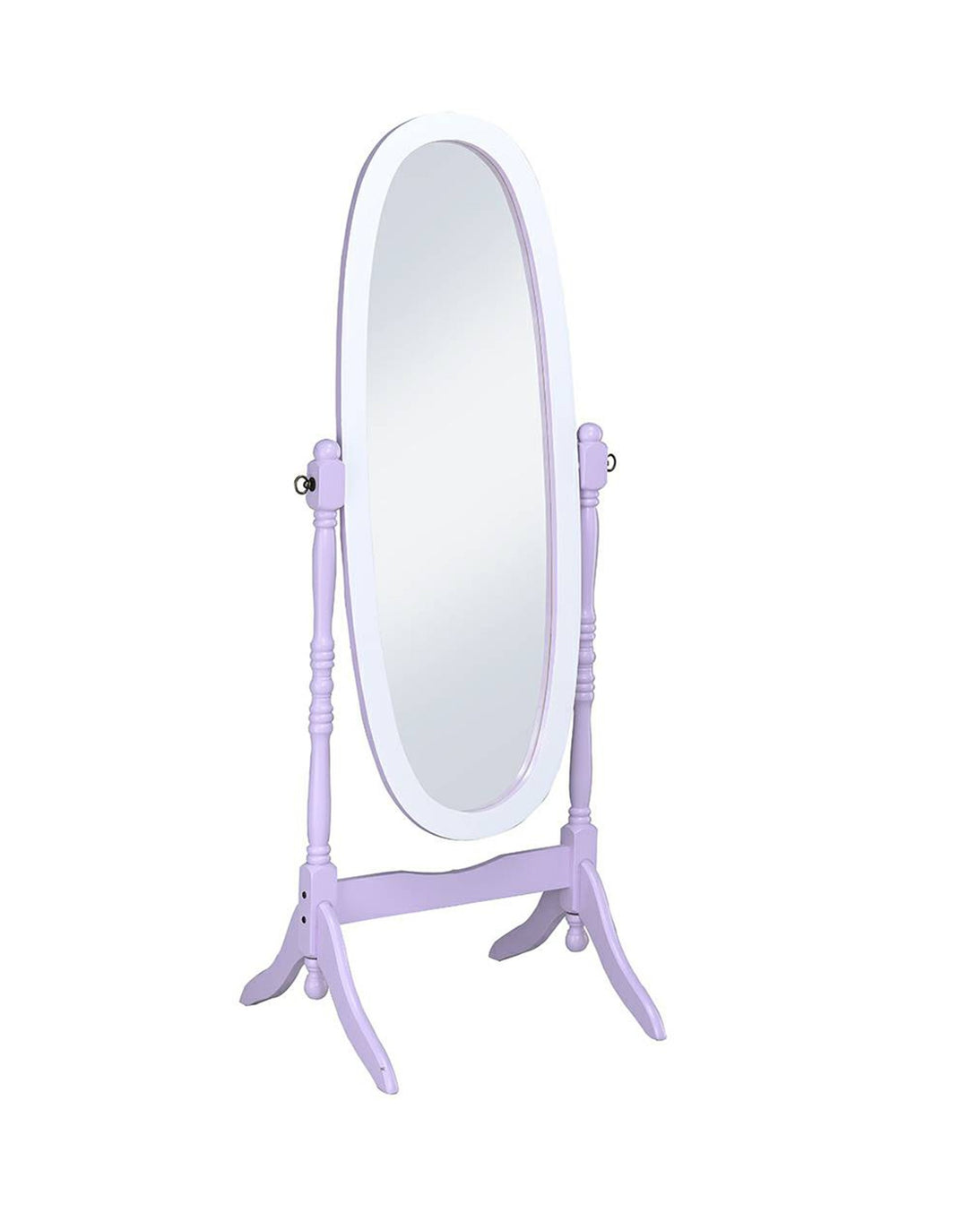 59" Painted Oval Cheval Standing Mirror Freestanding With Solid Wood Frame