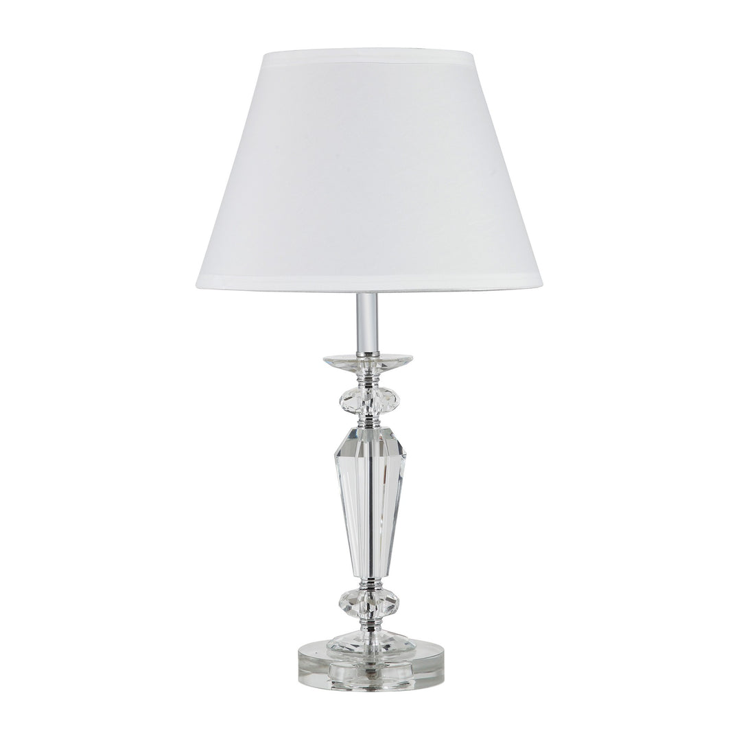 22" Clear Bedside Table Lamp With White Empire Shade