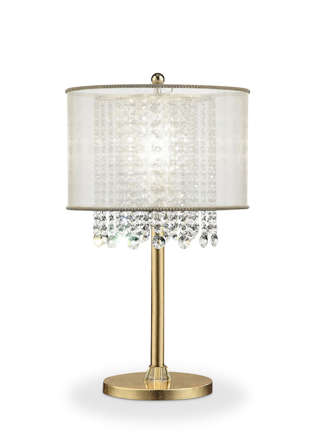 Primo Gold Finish Table Lamp with Crystal Accents and White Shade