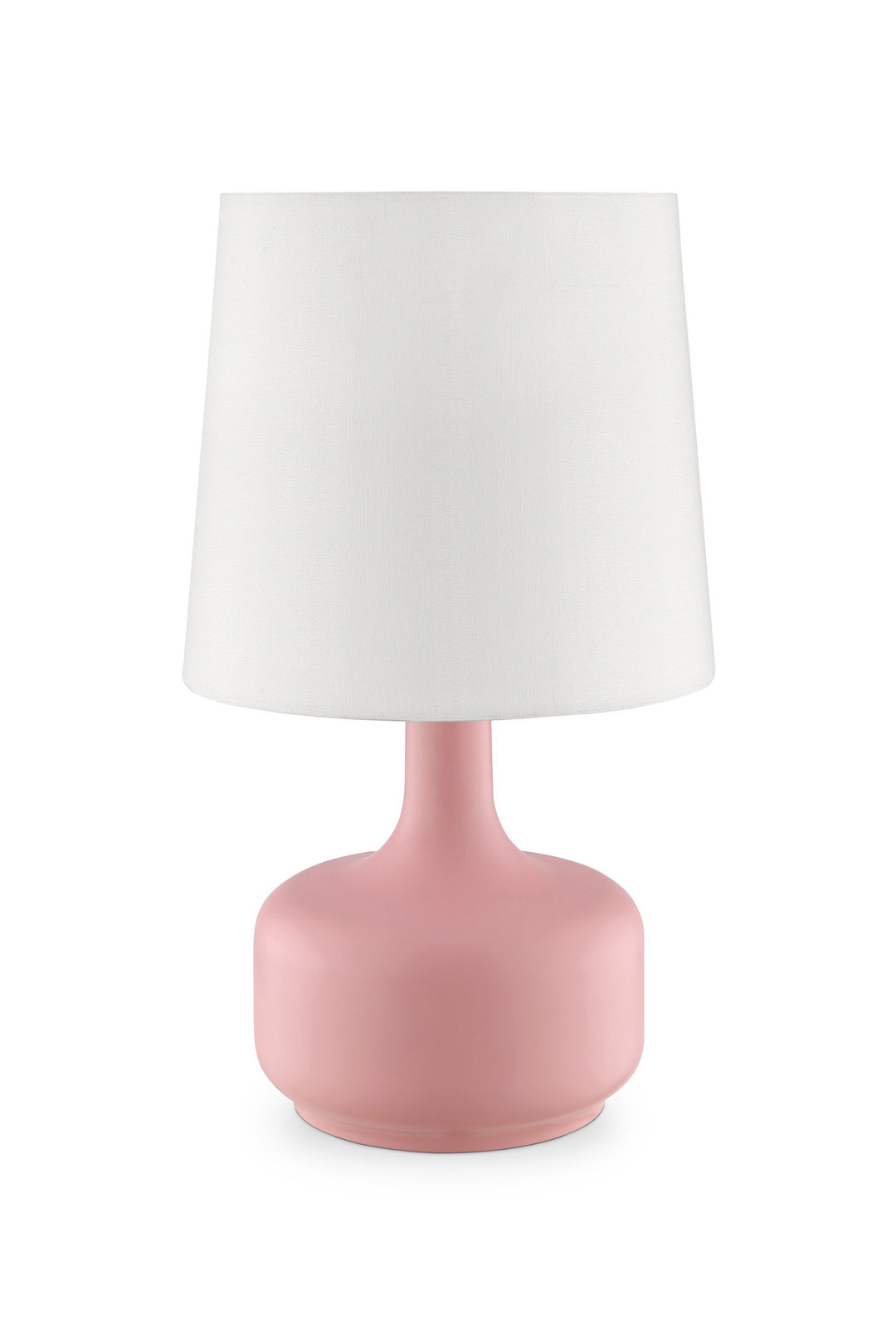 17" Pink Metal Bedside Table Lamp With White Shade