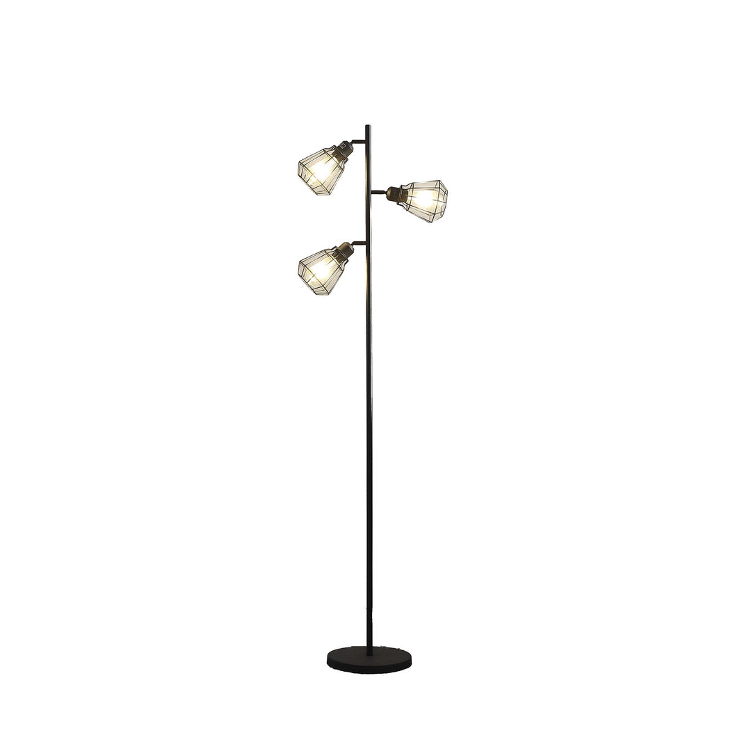 66" Black Three Light Tree Floor Lamp Set