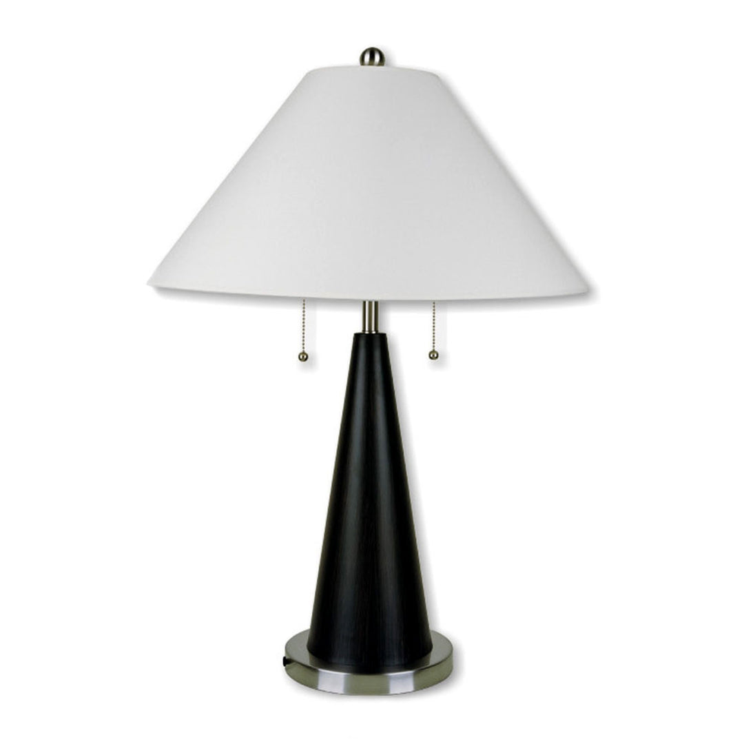 28" Black Metal Bedside Table Lamp With White Shade