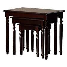 Set Of Three 19" Dark Brown Wood Rectangular Nested Tables