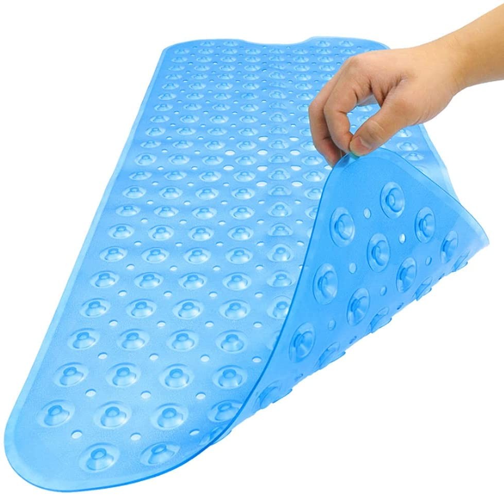 Clear Blue Oval Non Slip Bath Mat