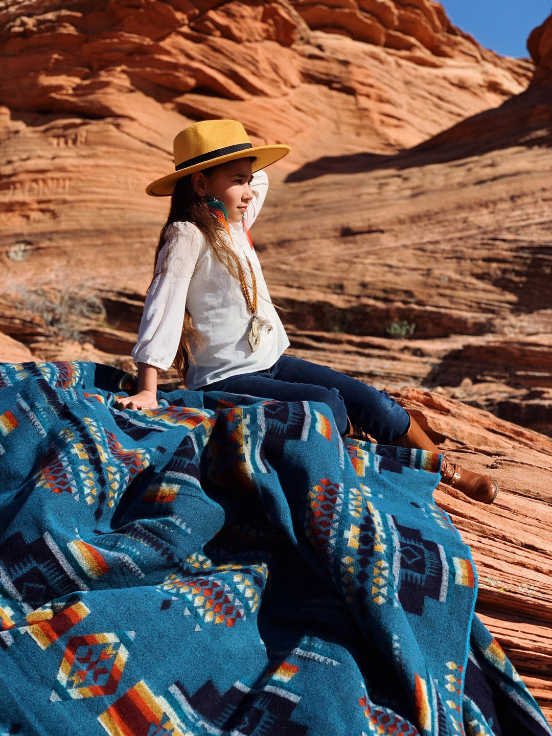 Blue Woven Acrylic Reversable Queen Blanket