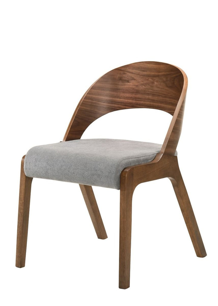 Set of Two Gray Walnut Fabric Modern Dining Chairs