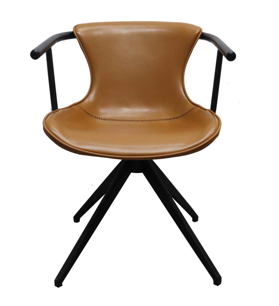 Camel Faux Leather Industrial Dining Chair