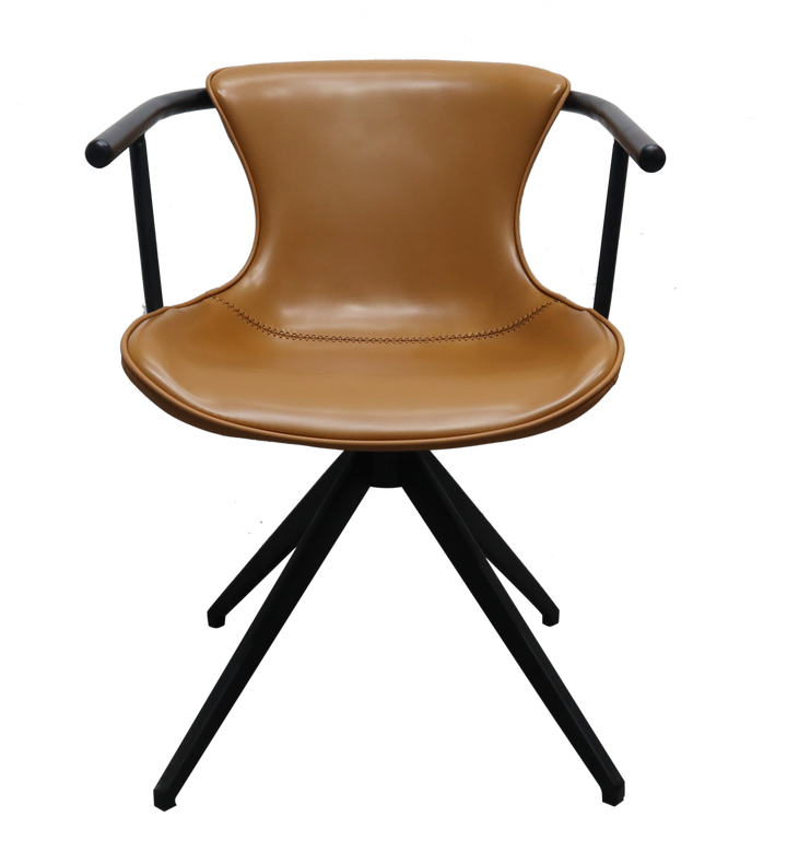 Camel Faux Leather Industrial Dining Chair