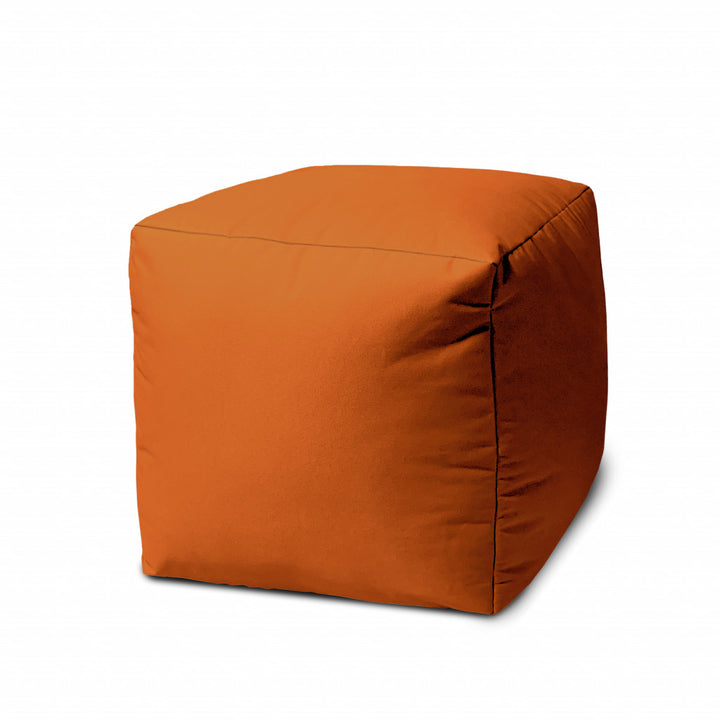 17" Cool Orange Solid Color Indoor Outdoor Pouf Ottoman