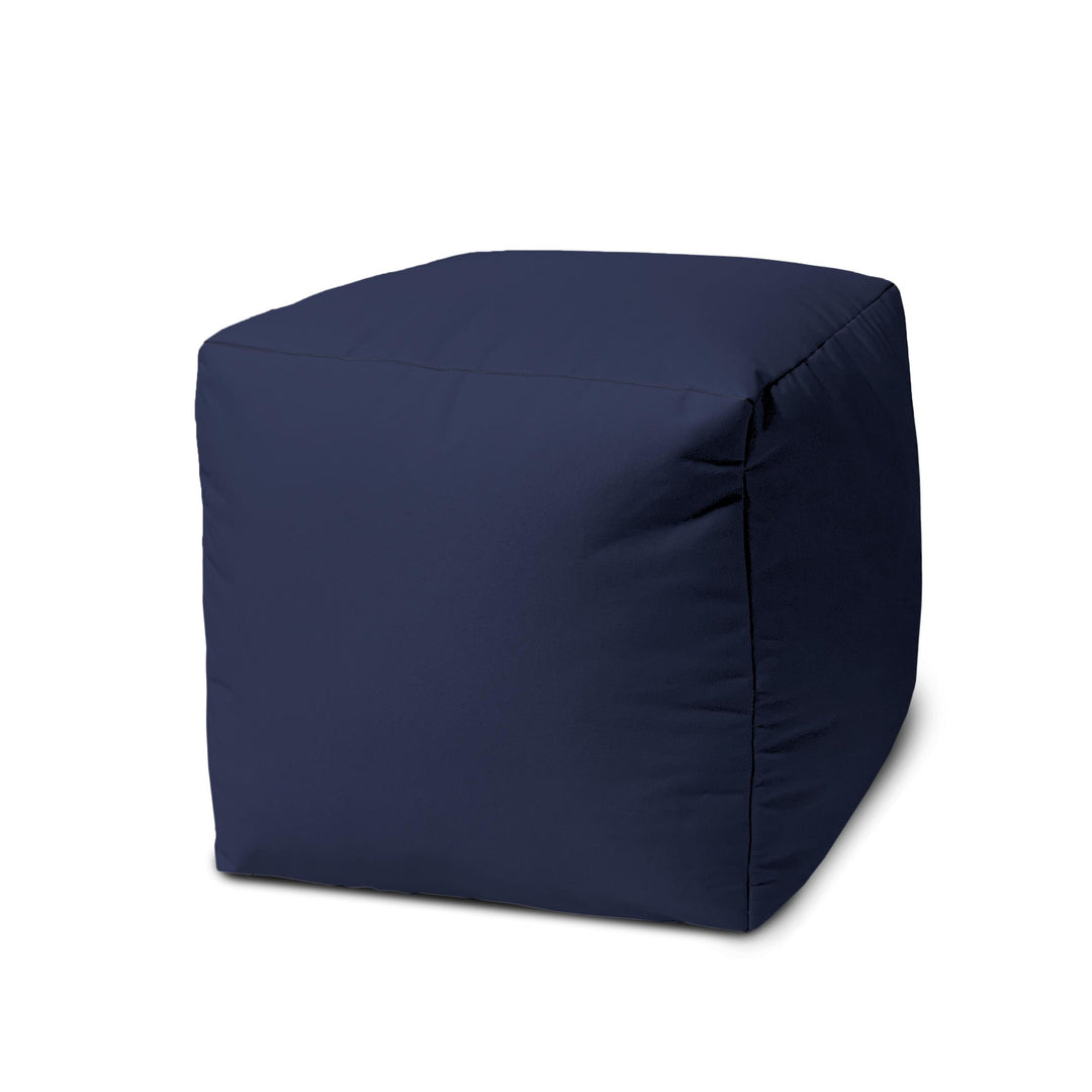 17" Cool Warm Indigo Blue Solid Color Indoor Outdoor Pouf Ottoman