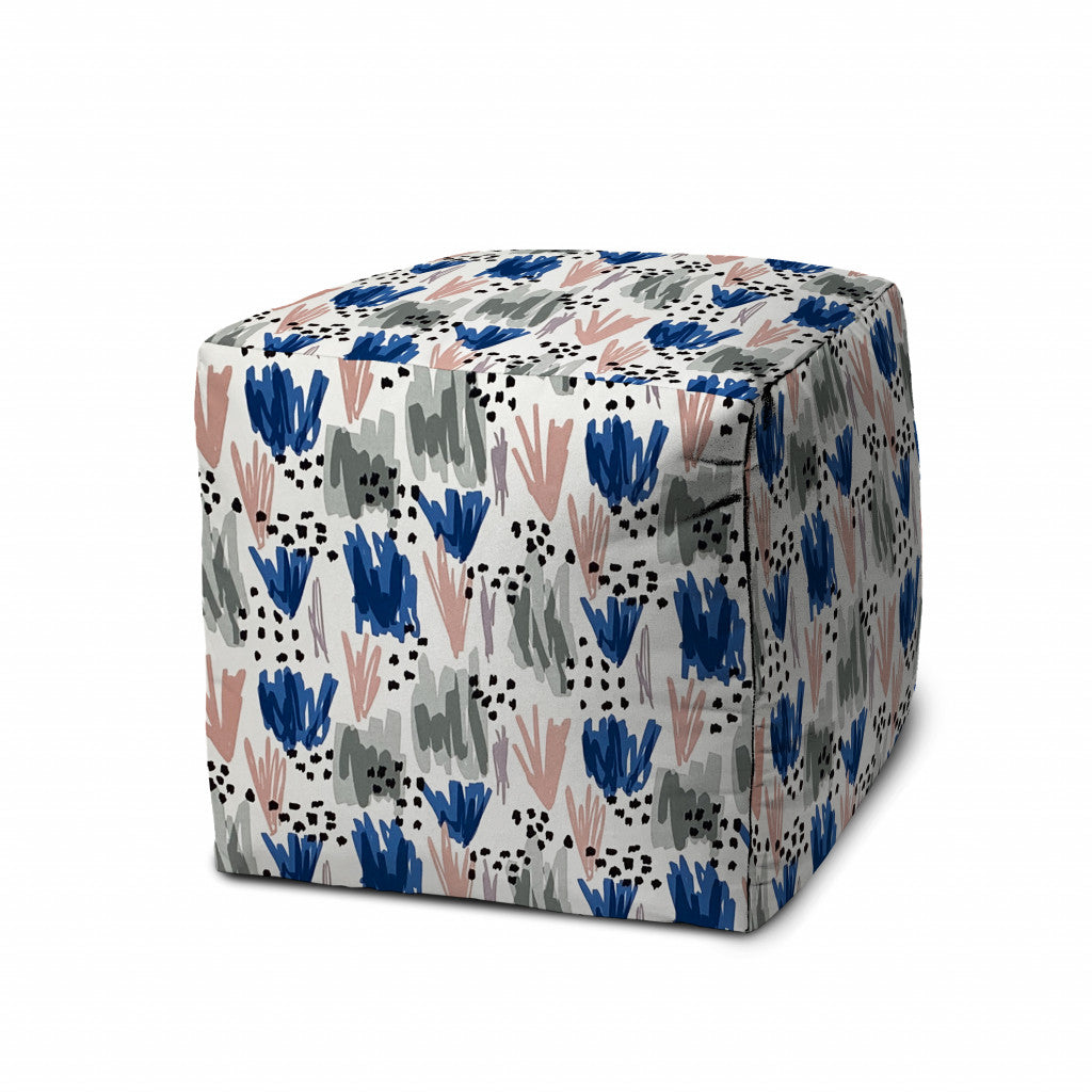 17" Pink Polyester Cube Geometric Indoor Outdoor Pouf Ottoman