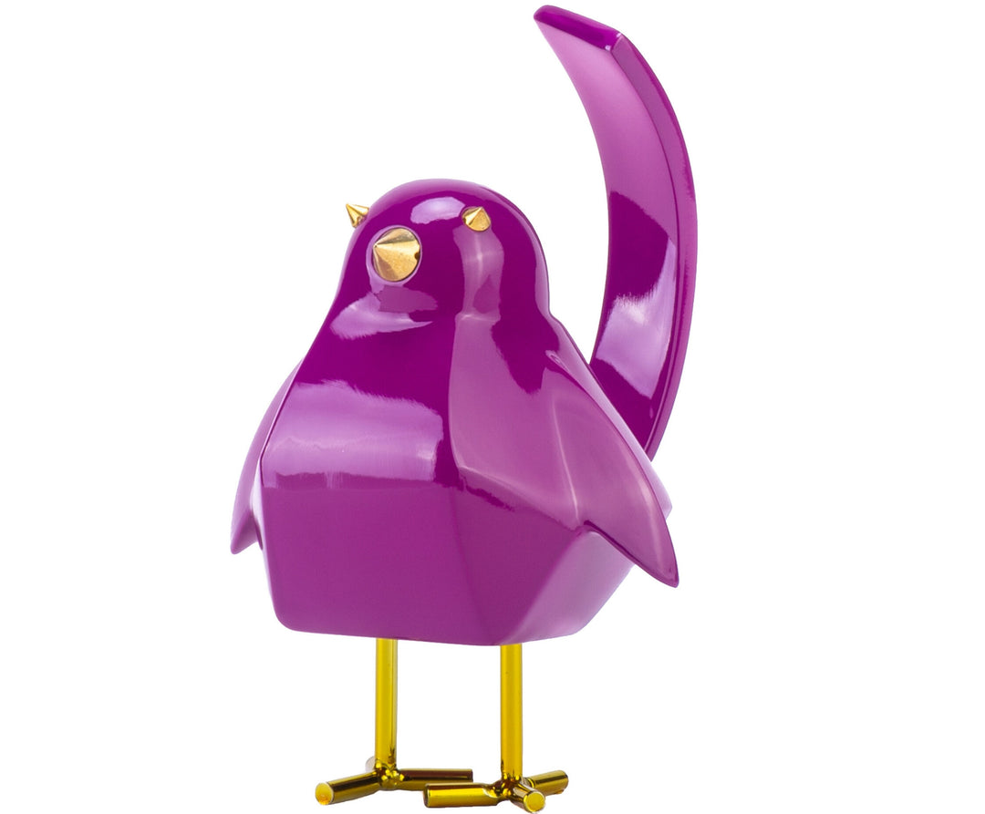 Small Purple and Gold Bird Sculpture