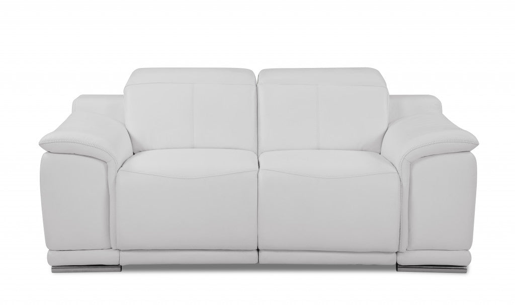 72" White Italian Leather Reclining Love Seat