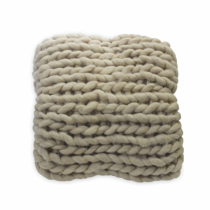 White Chunky Knit Throw Blanket