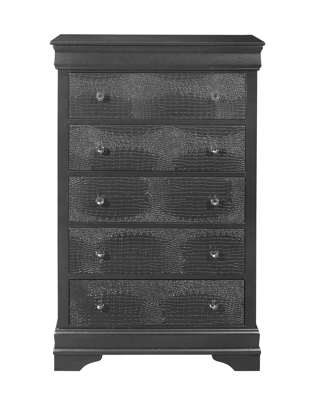 31" Metallic Grey Solid Wood Five Drawer Standard Chest