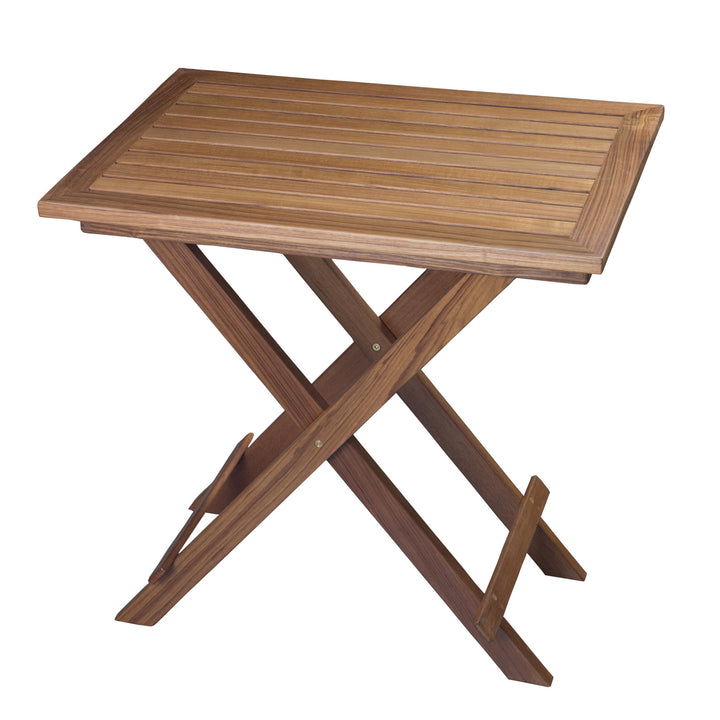 28" Brown Solid Wood Folding Outdoor Side Table