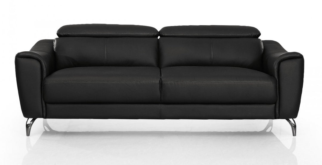 Urban 80" Black Leather Adjustable Headrest Sofa