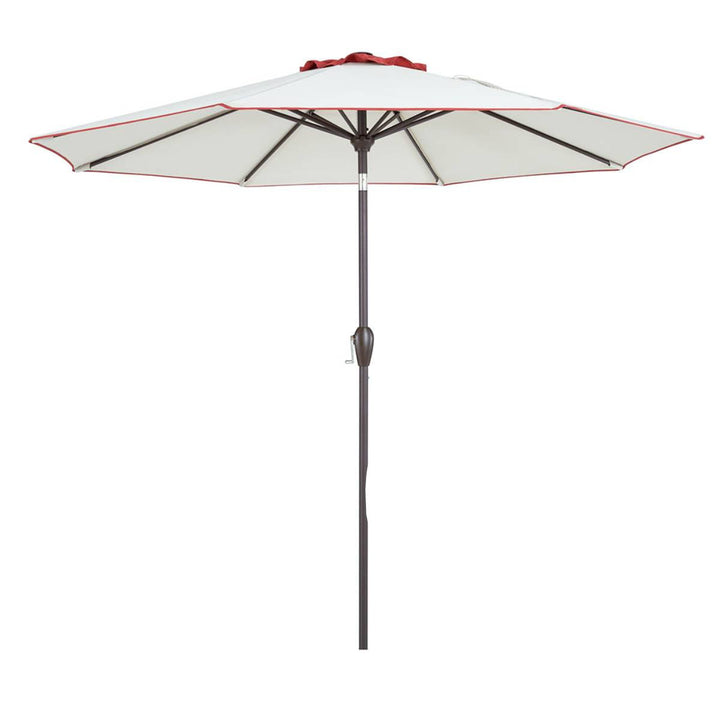 9' Beige And Terracotta Polyester Octagonal Tilt Market Patio Umbrella