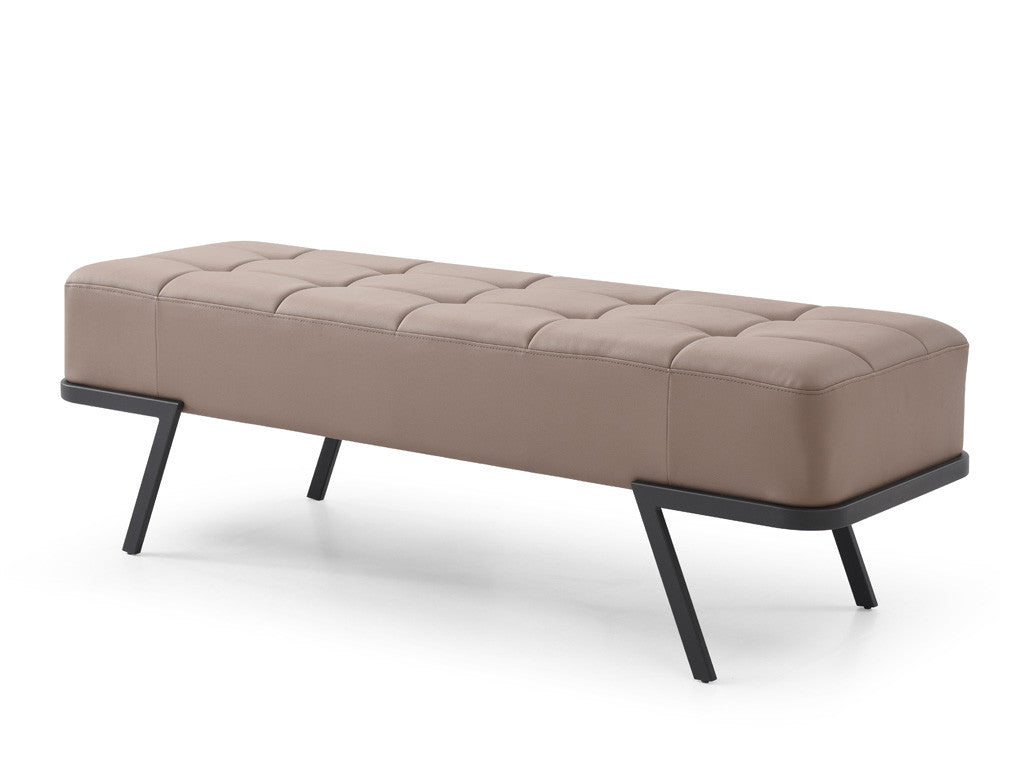 57" Taupe And Black Upholstered Upholstered Bedroom Bench