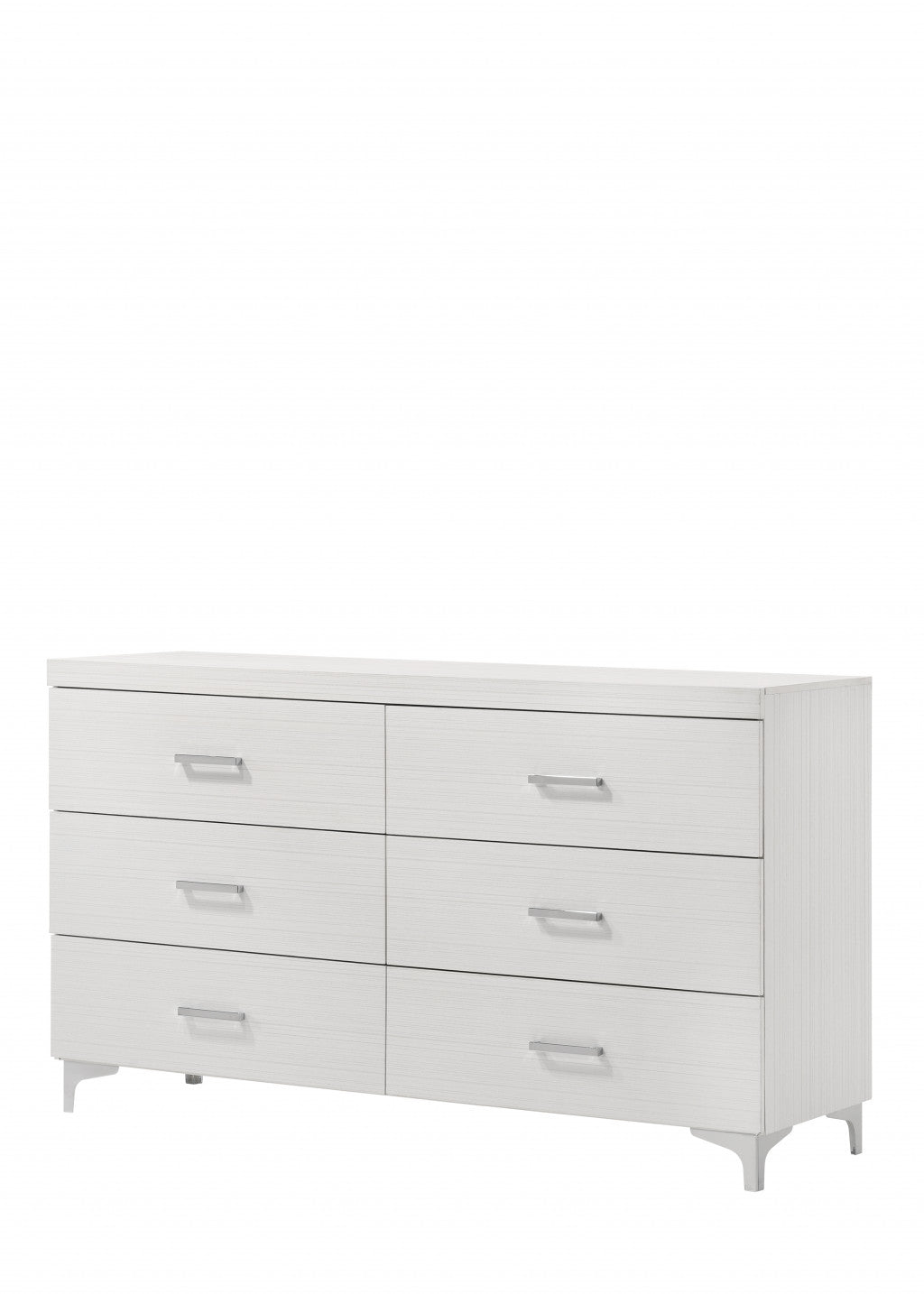 58" White Solid Wood Six Drawer Double Dresser