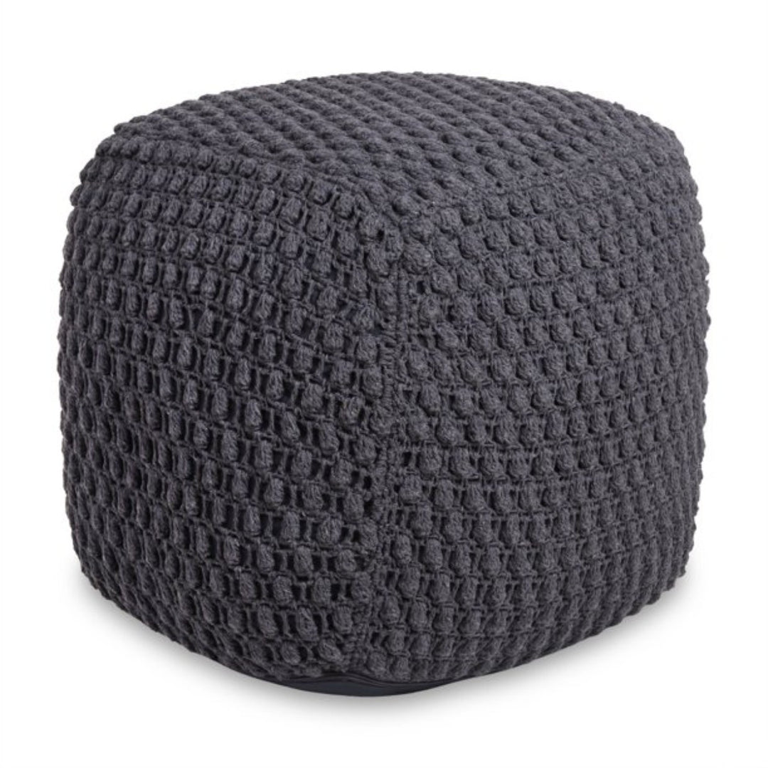 18" Gray Cotton Blend Pouf Ottoman