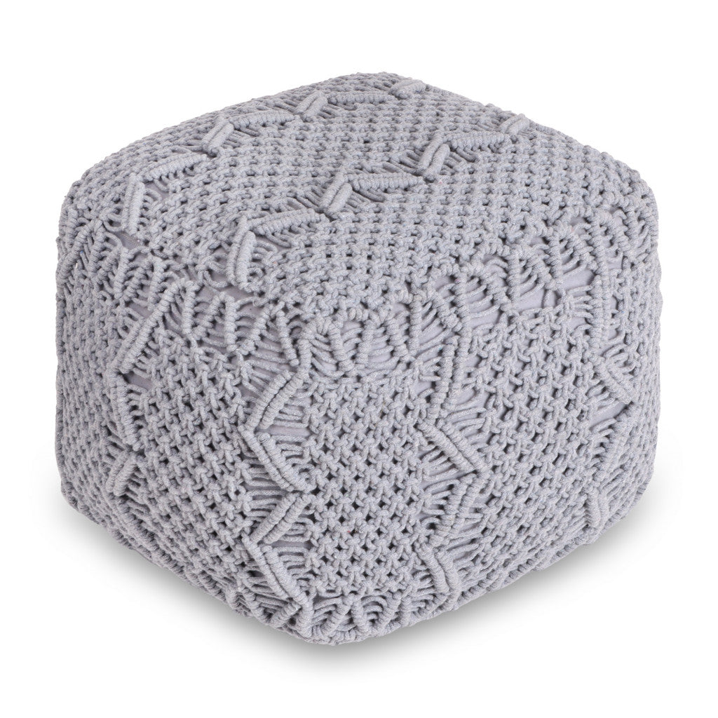 18" Light Gray Cotton Blend Pouf Ottoman