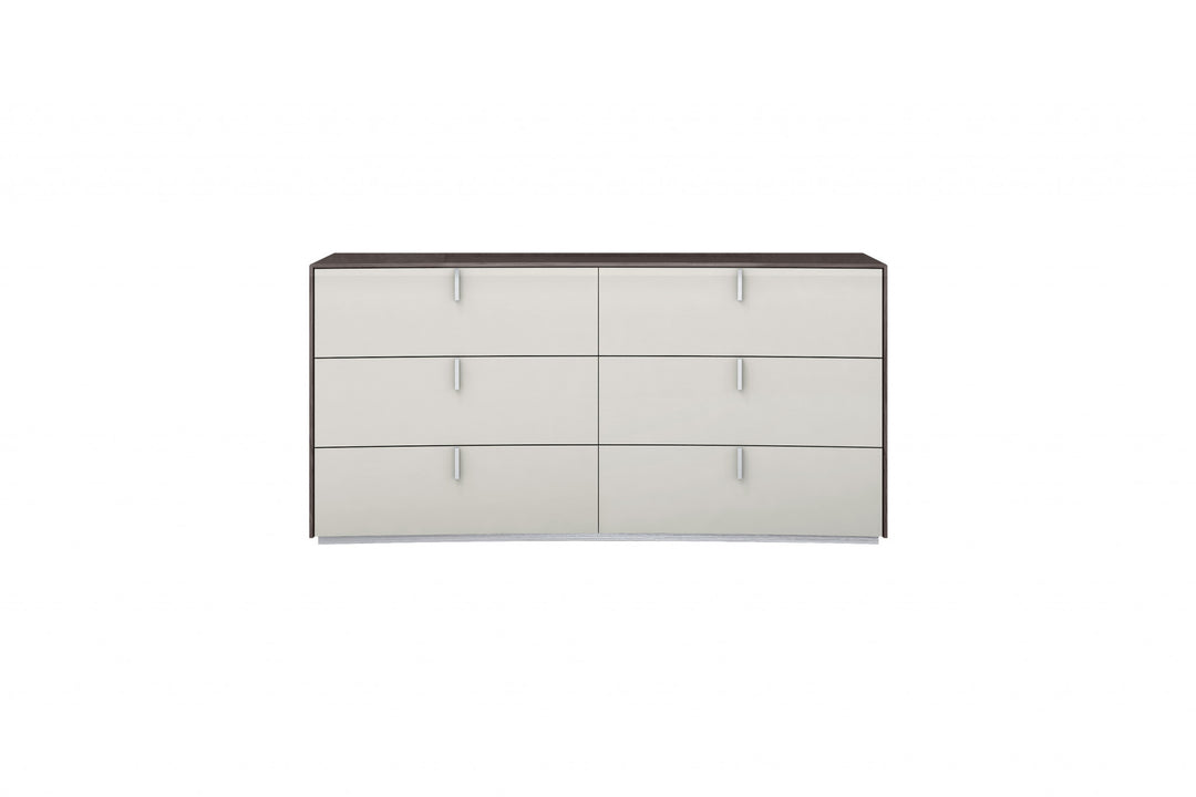 62" Grey Manufactured Wood Six Drawer Double Dresser