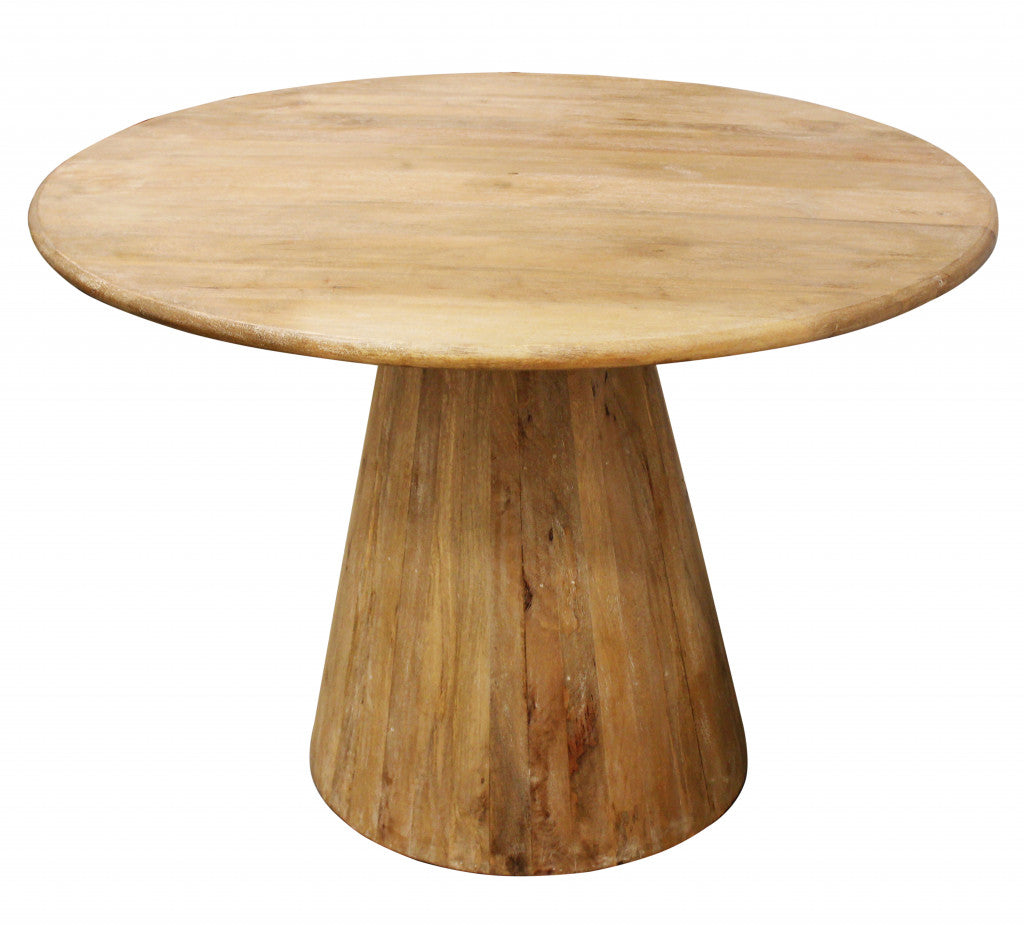 42" Natural Rounded Solid Wood Pedestal Dining Table