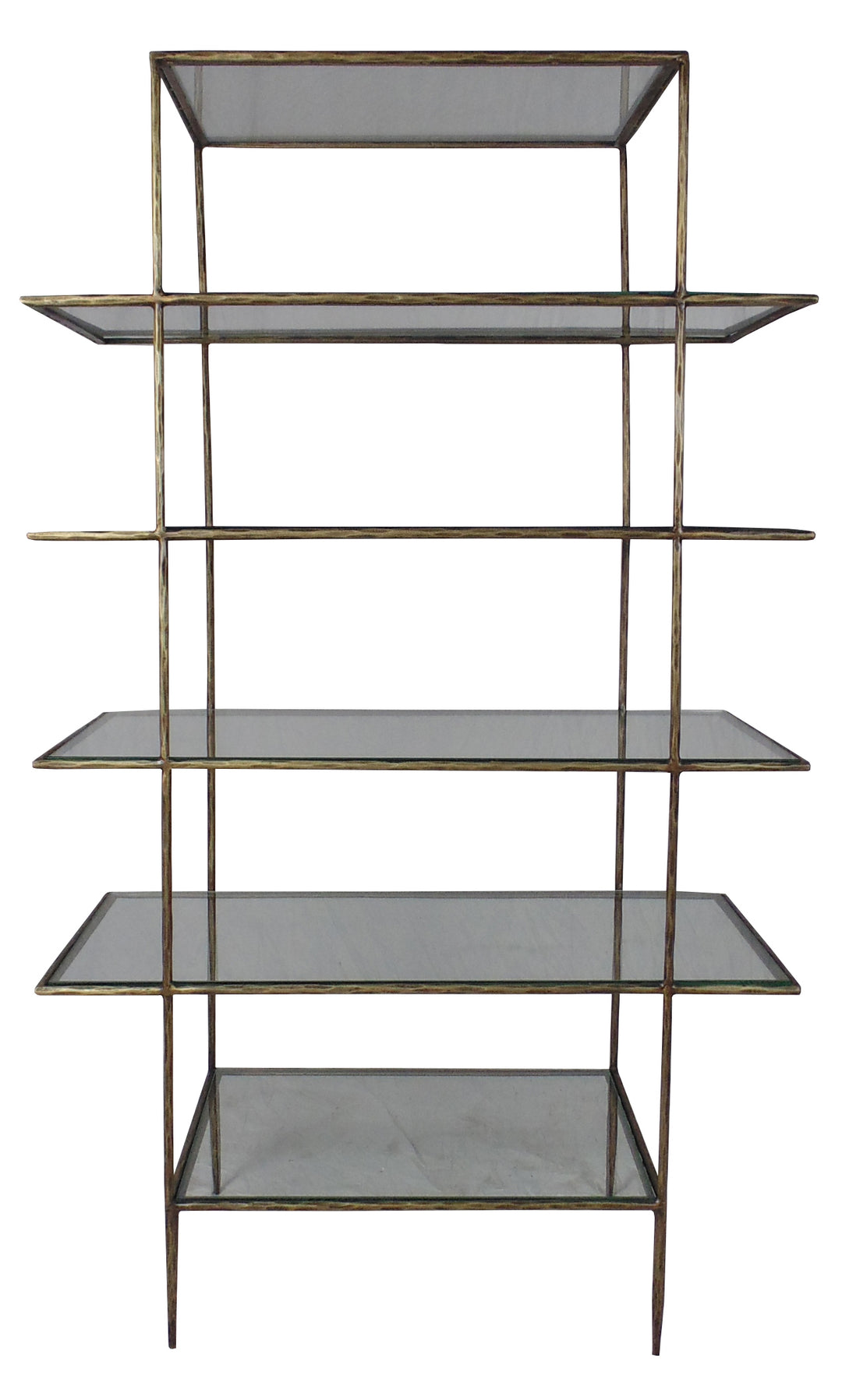 59" Clear And Gold Iron Five Tier Etagere Bookcase