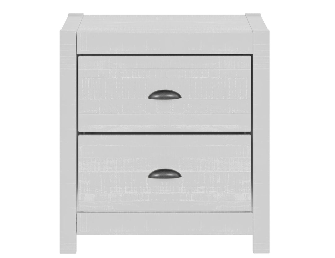 24" White Distressed Solid Wood Two Drawer Nightstand