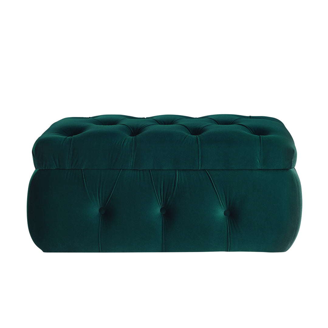 25" Green Velvet Tufted Storage