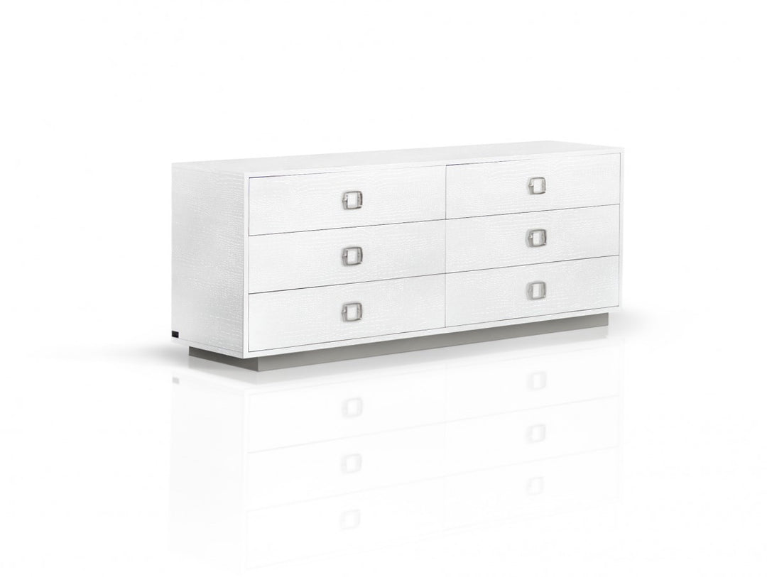 63" White Solid And Manufactured Wood Six Drawer Standard Dresser