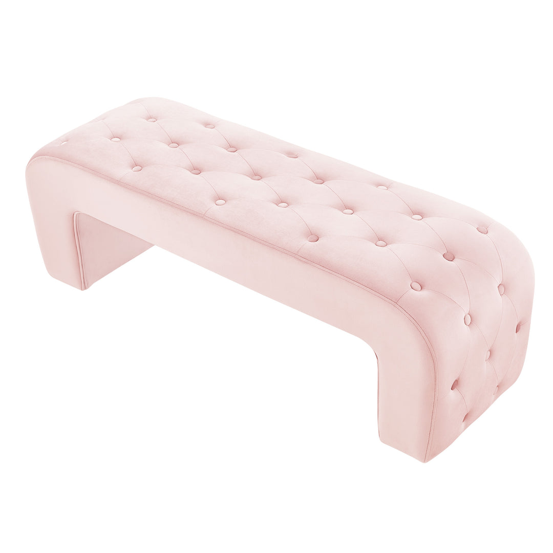 52" Blush Upholstered Velvet Bench