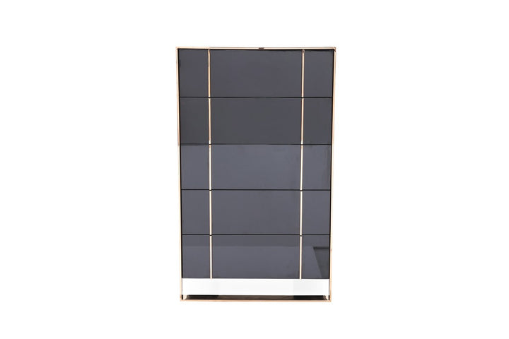 33" Black Gold Manufactured Wood + Solid Wood Stainless Steel Five Drawer Standard Chest