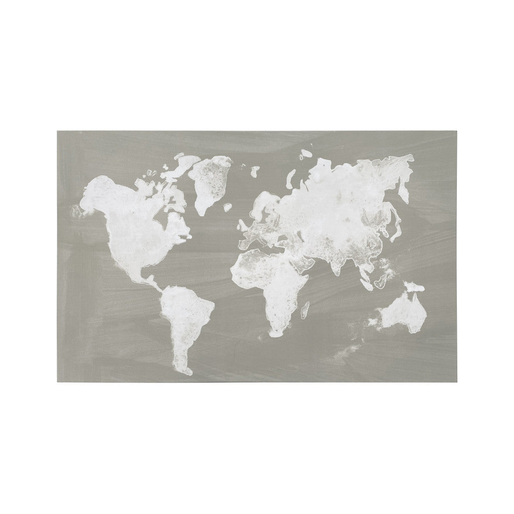 The World In Neutral Wrapped Canvas Painting Wall Art