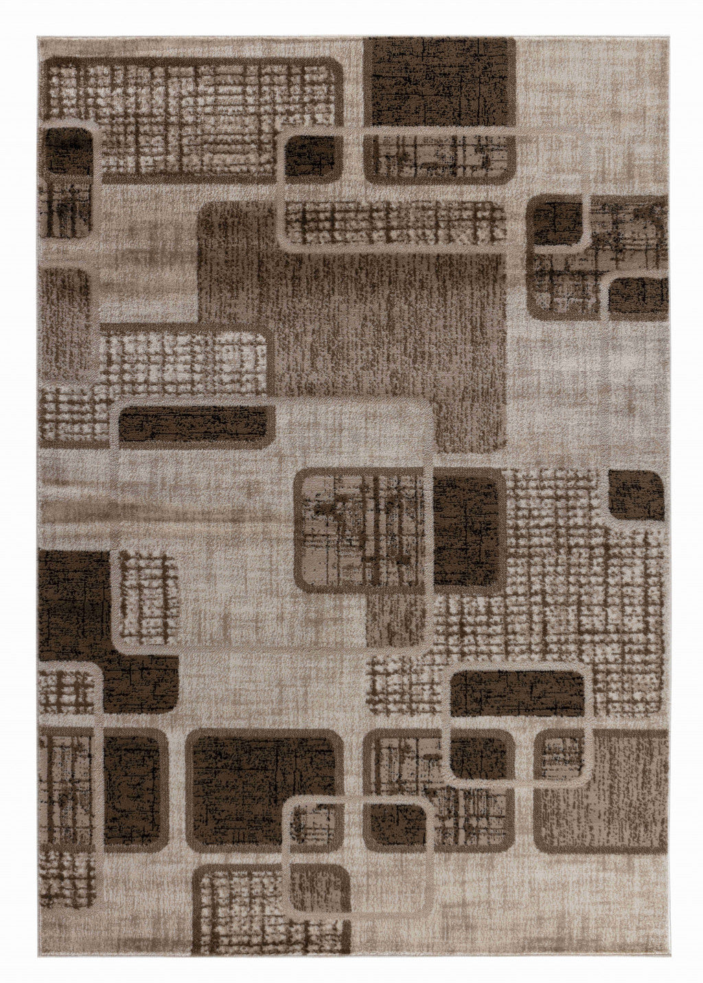 4' X 6' Brown Geometric Area Rug