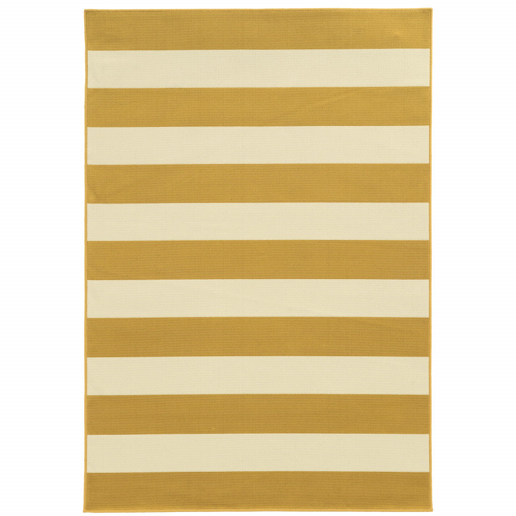 4' X 6' Gold Geometric Stain Resistant Indoor Outdoor Area Rug